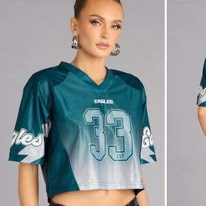 NWT Philadelphia Eagles Crop Football Jersey Top small